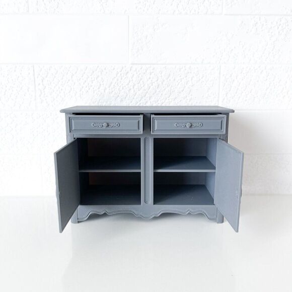 Barbie Miniature Dollhouse Gray French Cabinet Sideboard 1:6 Scale 3D Printed - Picture 3 of 5